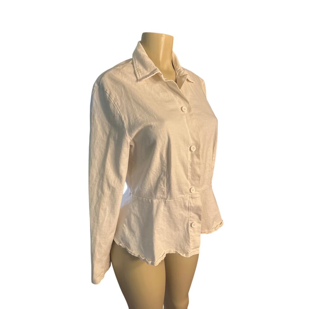 Vintage Pacific Cotton San Francisco Cream Button Cardigan Shirt Jacket Peplum